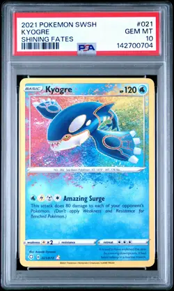 2021 POKEMON SWORD & SHIELD SHINING FATES #021 KYOGRE PSA 10 - Image 1