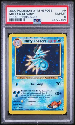 2000 POKEMON GYM HEROES HOLO-PRERELEASE #9 MISTY'S SEADRA PSA 8 - Image 1