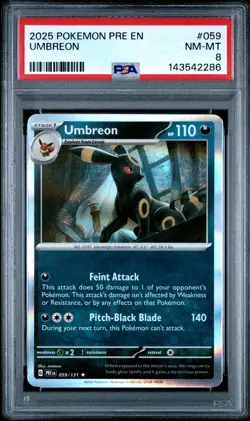 2025 POKEMON PRE EN-PRISMATIC EVOLUTIONS #059 UMBREON PSA 8 - Image 1