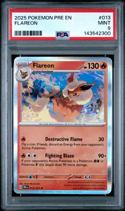 2025 POKEMON PRE EN-PRISMATIC EVOLUTIONS #013 FLAREON PSA 9 - Image 1