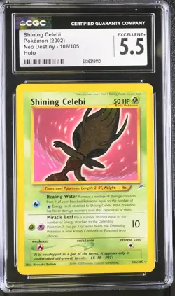 CGC 5.5 Shining Celebi 2002 Neo Destiny 106/105 Holo Pokemon Card - Image 1