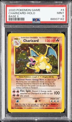 2000 POKEMON BASE SET 2 #4 CHARIZARD-HOLO PSA 9 - Image 1