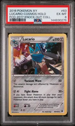 2016 POKEMON XY FATES COLLIDE COSMOS-'17 KNOCK OUT COLLECTION LUCARIO-HOLO PSA 6 - Image 1