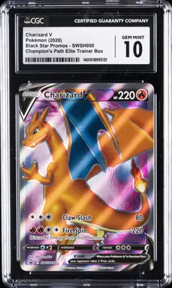 2020 POKEMON CHAMPIONS PATH ETB CHARIZARD V BLACK STAR PROMO CGC 10 GEM MINT - Image 1