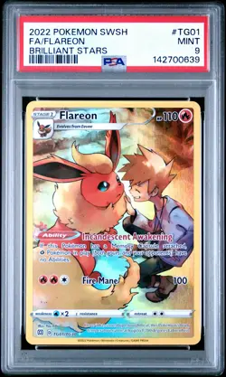 2022 POKEMON SWORD & SHIELD BRILLIANT STARS #TG01 FULL ART/FLAREON PSA 9 - Image 1