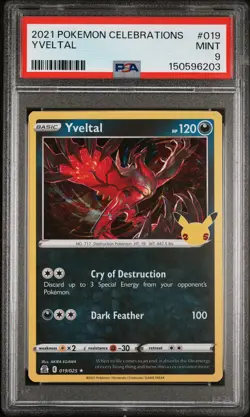 2021 POKEMON CELEBRATIONS #019 YVELTAL PSA 9 - Image 1