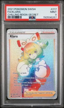 2021 POKEMON SWORD & SHIELD CHILLING REIGN SECRET #217 FULL ART/KLARA PSA 9 - Image 1