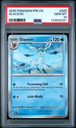 2025 POKEMON PRE EN-PRISMATIC EVOLUTIONS #025 GLACEON PSA 10 - Image 1