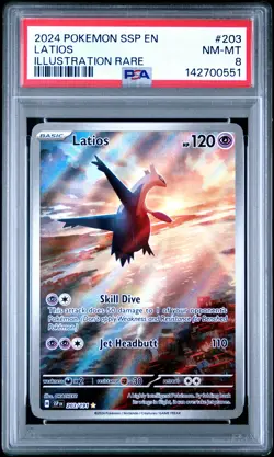 2024 POKEMON SSP EN-SURGING SPARKS ILLUSTRATION RARE #203 LATIOS PSA 8 - Image 1