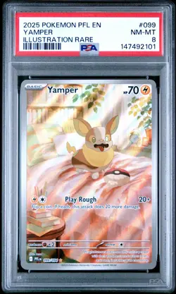 2025 POKEMON PFL EN-PHANTASMAL FLAMES ILLUSTRATION RARE #099 YAMPER PSA 8 - Image 1