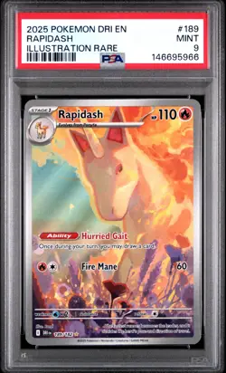 2025 POKEMON DRI EN-DESTINED RIVALS ILLUSTRATION RARE #189 RAPIDASH PSA 9 - Image 1