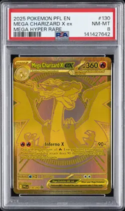 2025 POKEMON PFL EN-PHANTASMAL FLAMES MEGA HYPER RARE MEGA CHARIZARD X EX PSA 8 - Image 1