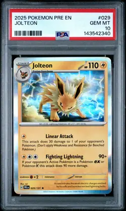 2025 POKEMON PRE EN-PRISMATIC EVOLUTIONS #029 JOLTEON PSA 10 - Image 1