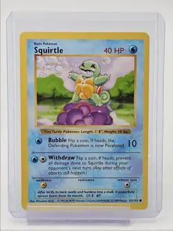 SQUIRTLE 1999 POKEMON BASE SET COMMON SHADOWLESS A 63/102 Q1048 - Image 1