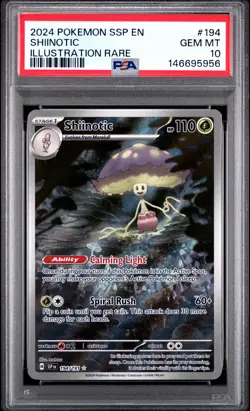 2024 POKEMON SSP EN-SURGING SPARKS ILLUSTRATION RARE #194 SHIINOTIC PSA 10 - Image 1