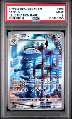 2023 POKEMON PAR EN-PARADOX RIFT ILLUSTRATION RARE #208 STEELIX PSA 9 - Image 1