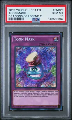 2015 YU-GI-OH! DRAGONS OF LEGEND 2 1ST EDITION #EN028 TOON MASK PSA 10 - Image 1