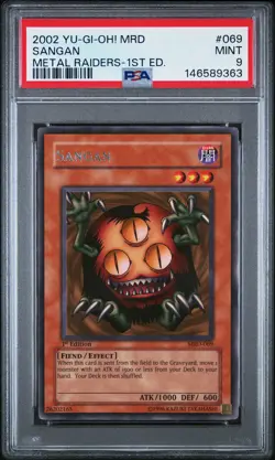 2002 YU-GI-OH! MRD-METAL RAIDERS 1ST EDITION #069 SANGAN PSA 9 - Image 1