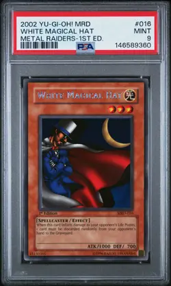 2002 YU-GI-OH! MRD-METAL RAIDERS 1ST EDITION #016 WHITE MAGICAL HAT PSA 9 - Image 1
