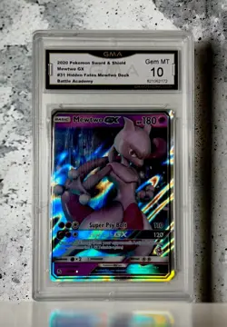 2019 Pokemon Hidden Fates Mewtwo GX #31 GMA 10 Gem Mint Card 31/68 - Image 1