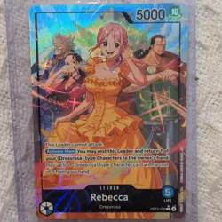 One Piece CCG Rebecca OP15-039 5000 Power Holo Leader Card - Image 1