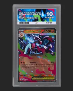 ACE 10 Mega Charizard X EX 029 Black Star Promo Pokemon Card Perfect Subgrades - Image 1