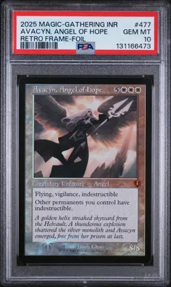 2025 MTG INNISTRAD REMASTERED RETRO FRAME-FOIL #477 AVACYN, ANGEL OF HOPE PSA 10 - Image 1