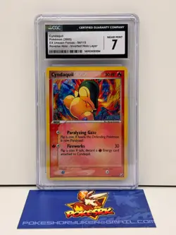 Pokemon 2005 CGC 7 EX Unseen Forces Cyndaquil Reverse Holo 54/115 Inverted Holo - Image 1