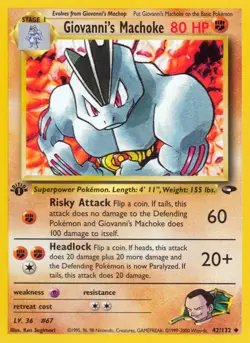 2000 Pokemon TCG: Gym Challenge - Giovanni's Machoke - 1st Edition - Near Mint - Image 1