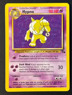 Hypno 23/62 Fossil Rare - WOTC Pokemon Card LP - Image 1