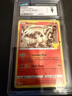 Reshiram Pokemon 2021 Celebrations 002/025 holo CGC Mint 9 - Image 1