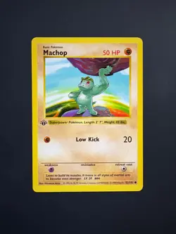 Machop 52/102 Pokemon Base Set 1st Edition Shadowless Common Near Mint (NM) 1999 - Image 1