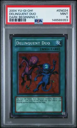 2004 YU-GI-OH! DARK BEGINNING 1 #EN024 DELINQUENT DUO PSA 9 - Image 1