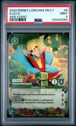 2024 DISNEY LORCANA EN C1-SIDE EVENT #8 KUZCO TEMPERAMENTAL EMPEROR PSA 9 - Image 1