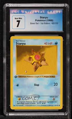 Staryu Shadowless 1st Ed. Pokemon Base Set CGC 7 1999 - Image 1