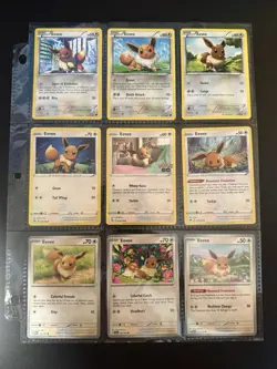 Pokemon TCG - Eevee Card Lot (9) Sword & Shield, Sun & Moon, XY, BlackWhite - Image 1