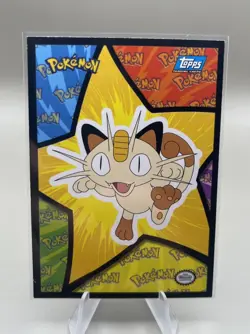 Meowth #4 Topps The First Movie Sticker Card (Blue Label) - Image 1