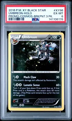 HD Swirl🌀 XY96 Umbreon 2016 POKEMON BLACK STAR PROMO Cosmos HOLO PSA 6 Card - Image 1