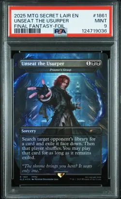 2025 MTG SECRET LAIR DROP FINAL FANTASY: GAME OVER-FOIL UNSEAT THE USURPER PSA 9 - Image 1