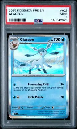 2025 POKEMON PRE EN-PRISMATIC EVOLUTIONS #025 GLACEON PSA 9 - Image 1
