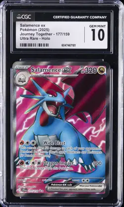 2025 POKEMON JOURNEY TOGETHER ULTRA RARE HOLO #177 SALAMENCE EX CGC 10 GEM MINT - Image 1
