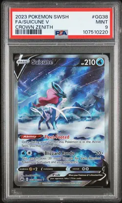 2023 POKEMON SWORD & SHIELD CROWN ZENITH #GG38 FULL ART/SUICUNE V PSA 9 - Image 1