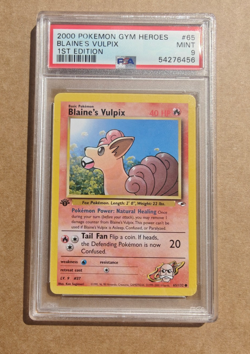 2000 Pokemon Gym Heroes 1st Edition Blaine's Vulpix 65/132 PSA 9 Mint - Image 1