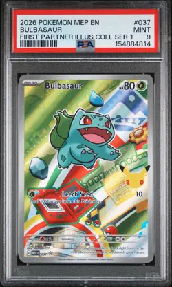 2026 POKEMON FIRST PARTNER ILLUSTRATION COLLECTION SERIES 1 #037 BULBASAUR PSA 9 - Image 1