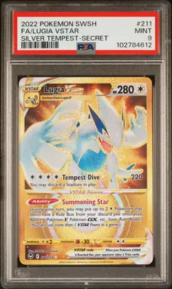 2022 POKEMON SWORD & SHIELD SILVER TEMPEST SECRET FULL ART/LUGIA VSTAR PSA 9 - Image 1