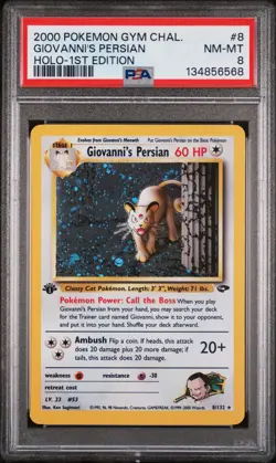 2000 POKEMON GYM CHALLENGE HOLO-1ST EDITION #8 GIOVANNI'S PERSIAN PSA 8 - Image 1