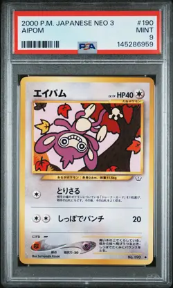 2000 POKEMON JAPANESE NEO 3 #190 AIPOM PSA 9 - Image 1