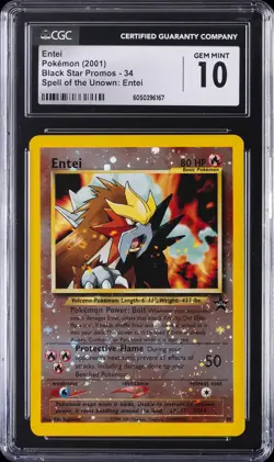 2001 POKEMON BLACK STAR PROMOS SPELL OF UNOWN #225 ENTEI CGC 10 GEM MINT - Image 1
