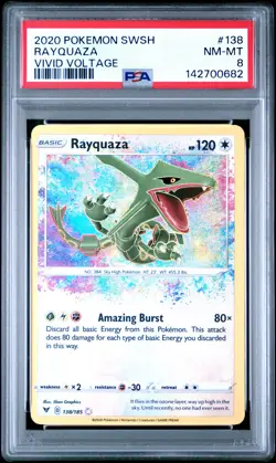 2020 POKEMON SWORD & SHIELD VIVID VOLTAGE #138 RAYQUAZA PSA 8 - Image 1