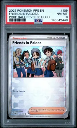 2025 POKEMON PRE EN-PRISMATIC EVOLUTIONS #109 FRIENDS IN PALDEA PSA 8 - Image 1